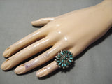 Early 1900's Vintage Native American Navajo Cerrillos Turquoise Sterling Silver Ring Old-Nativo Arts