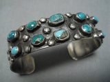 Amazing Cerrillos Morenci Turquoise Vintage Native American Navajo Sterling Silver Bracelet Old-Nativo Arts