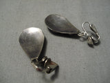 Beautiful Vintage Native American Navajo Malachite Sterling Silver Earrings Old-Nativo Arts