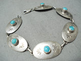 Nez Vintage Native American Navajo Sleeping Beauty Turquoise Sterling Silver Bracelet-Nativo Arts