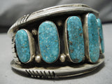 Important Vintage Native American Navajo Rinnie Luyba Ln Mntn Turquoise Sterling Silver Bracelet-Nativo Arts