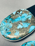 Native American 692 Gram Turquoise Slab Sterling Silver Rich Jim Signed Concho Belt-Nativo Arts