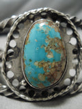 One Of The Best Earlier Coiled Vintage Native American Navajo Turquoise Sterling Silver Bracelet-Nativo Arts