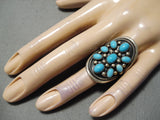 Huge Vintage Navajo Turquoise Sun Sterling Silver Native American Ring-Nativo Arts