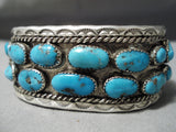 Important Vintage Native American Navajo Tommy Tso Turquoise Sterling Silver Bracelet Old-Nativo Arts