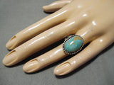 Superior Vintage Native American Navajo Domed Royston Turquoise Sterling Silver Ring-Nativo Arts