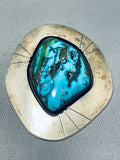 One Of The Largest Vintage Native American Navajo Godber Turquoise Sterling Silver Pendant-Nativo Arts
