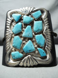 Fabulous Vintage Native American Zuni Sleeping Beauty Turquoise Sterling Silver Bowguard-Nativo Arts