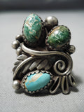 Incredible Vintage Native American Navajo Cerrillos Turquoise Sterling Silver Ring Old-Nativo Arts