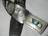 Very Old Heavy Vintage Native American Navajo Turquoise Sterling Silver Concho Belt Old-Nativo Arts