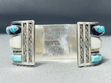 Unique Vintage Native American Zuni Blue Gem Turquoise Sterling Silver Bracelet Signed-Nativo Arts