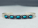Marvelous Vintage Native American Laguna Blue Gem Turquoise Sterling Silver Bracelet Signed-Nativo Arts