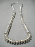 Hand Tooled Vintage Native American Navajo Sterling Silver Tubule Necklace-Nativo Arts