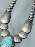 Best Vintage Native American Navajo Carico Lake Turquoise Sterling Silver Bead Necklace-Nativo Arts