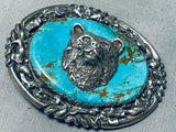 Best Bear Vintage Native American Navajo Turquoise Sterling Silver Buckle-Nativo Arts