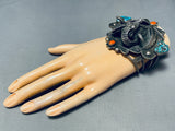 Big Men's Vintage Native American Navajo Ram Turquoise Sterling Silver Bracelet Cuff Old-Nativo Arts