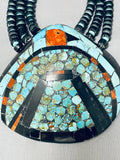 Native American One Of The Biggest Best Vintage Santo Domingo Turquoise Inlay Necklace-Nativo Arts