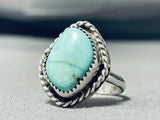Rare Vintage Native American Navajo Carico Lake Turquoise Sterling Silver Ring Old-Nativo Arts