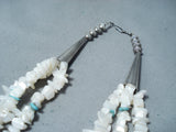 Amazing Vintage Native American Navajo Pearl Turquoise Sterling Silver Necklace-Nativo Arts