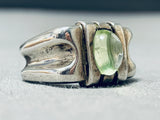 Native American Stunning Vintage Apache Peridot Sterling Silver Thick Heavy Ring-Nativo Arts