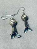Alluring Native American Navajo Sterling Silver Squash Blossom Earrings-Nativo Arts