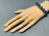 Very Unique Vintage Native American Navajo Heart Lapis Sterling Silver Bracelet-Nativo Arts