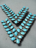Fabulous Vintage Native American Navajo Sleeping Beauty Turquoise Sterling Silver Collar Pins-Nativo Arts