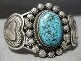 Museum Vintage Native American Navajo Heart Sterling Silver #8 Turquoise Bracelet Cuff-Nativo Arts