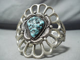 Outstanding Vintage Native American Navajo Turquoise Sterling Silver Cast Bracelet-Nativo Arts