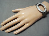 Window Rock Vintage Native American Navajo Mother Of Pearl Inlay Sterling Silver Bracelet-Nativo Arts