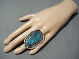 Astounding Vintage Native American Navajo Blue Diamond Turquoise Sterling Silver Ring Old-Nativo Arts
