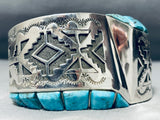 Birdseye Spiderweb Turquoise Native American Navajo Side Inlay Sterling Silver Bracelet-Nativo Arts