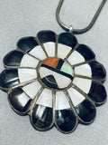 Candace Cook Vintage Native American Zuni Turquoise Inlay Sterling Silver Necklace-Nativo Arts