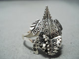 Detailed! Navajo Sterling Silver Horny Toad Ring Native American-Nativo Arts