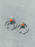 Out Of The Box Unique Naja Native American Navajo Coral Sterling Silver Earrings-Nativo Arts