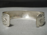 Detailed Vintage Native American Navajo Hand Tooled Sterling Silver Hogan Bracelet-Nativo Arts