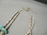 Astounding Vintage Navajo Blue Gem Turquoise Native American Heishi Necklace Old-Nativo Arts
