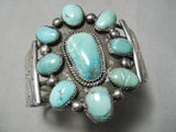 One Of Best Vintage Native American Navajo Green Turquoise Satellite Sterling Silver Bracelet-Nativo Arts