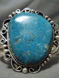 Incredible Vintage Native American Navajo Turquoise Mountain Sterling Silver Nez Bracelet Old-Nativo Arts