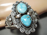 Tremendous Vintage Native American Navajo Old Kingman Turquoise Sterling Silver Bracelet-Nativo Arts
