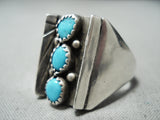 Marie Thompson Vintage Native American Navajo Old Kingman Turquoise Sterling Silver Ring-Nativo Arts