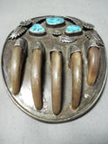 Huge Heavy Vintage Native American Navajo Turquoise Sterling Silver Buckle Old-Nativo Arts