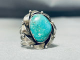 Unique Hallmark Vintage Native American Navajo Turquoise Sterling Silver Leaf Ring-Nativo Arts