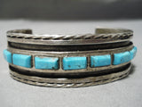 Thicker Heavy Vintage Native American Navajo Carico Lake Turquoise Sterling Silver Bracelet-Nativo Arts
