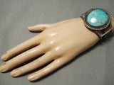 One Of The Best Earth Blue Turquoise Vintage Native American Navajo Sterling Silver Bracelet-Nativo Arts