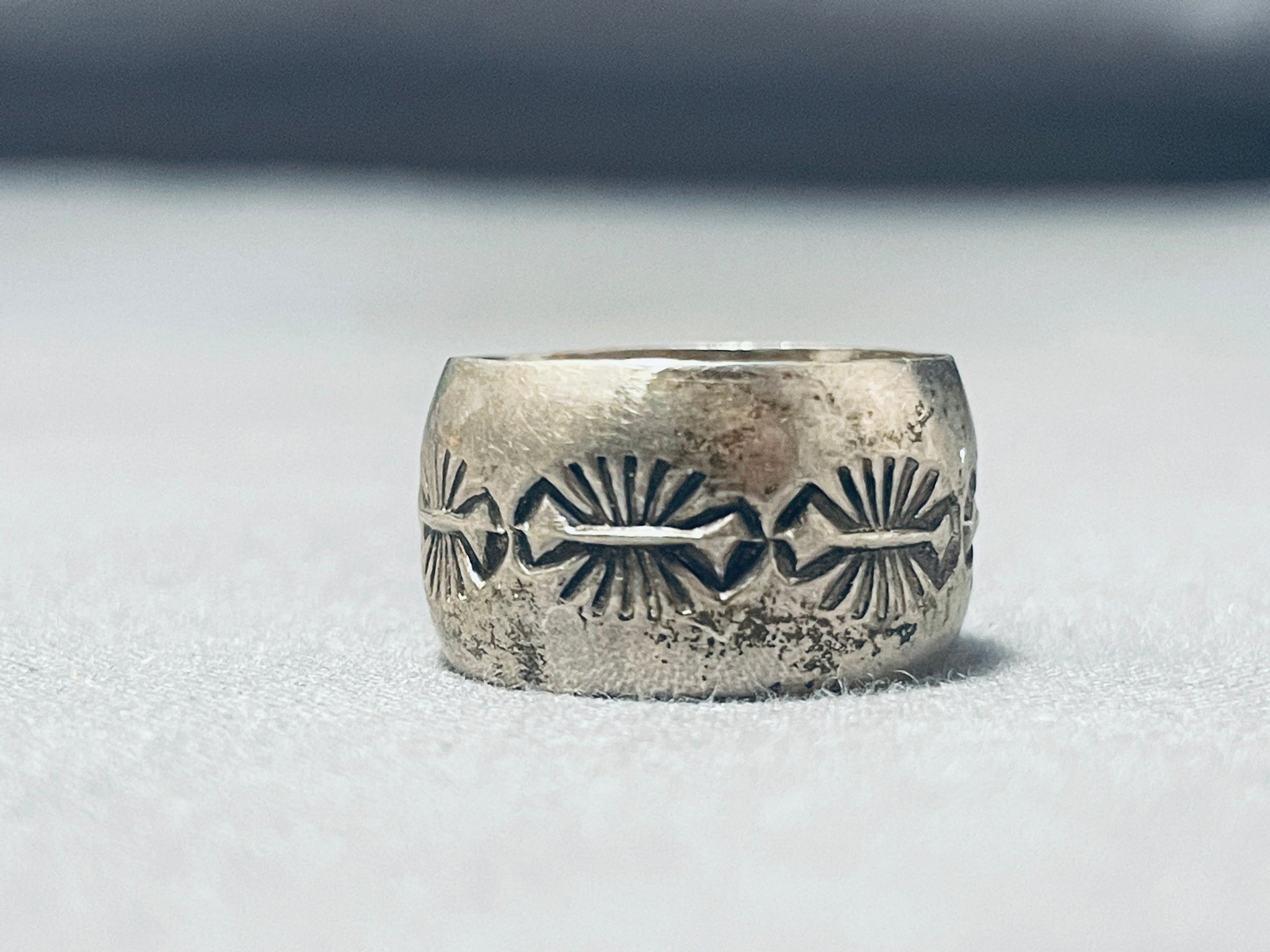 Dark Patina Vintage Native American Navajo Sterling Silver Ring