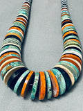 237 Gram Rare Santo Domingo Graduating Turquoise Disc Sterling Silver Necklace-Nativo Arts