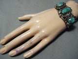 High Grade Vintage Native American Navajo Carico Lake Turquoise Sterling Silver Bracelet Old-Nativo Arts