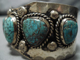 Museum Vintage Native American Navajo Carico Lake Turquoise Sterling Silver Bracelet Old-Nativo Arts