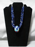 Native American Important Vintage Santo Domngo Lapis Turquoise Sterling Silver Necklace-Nativo Arts